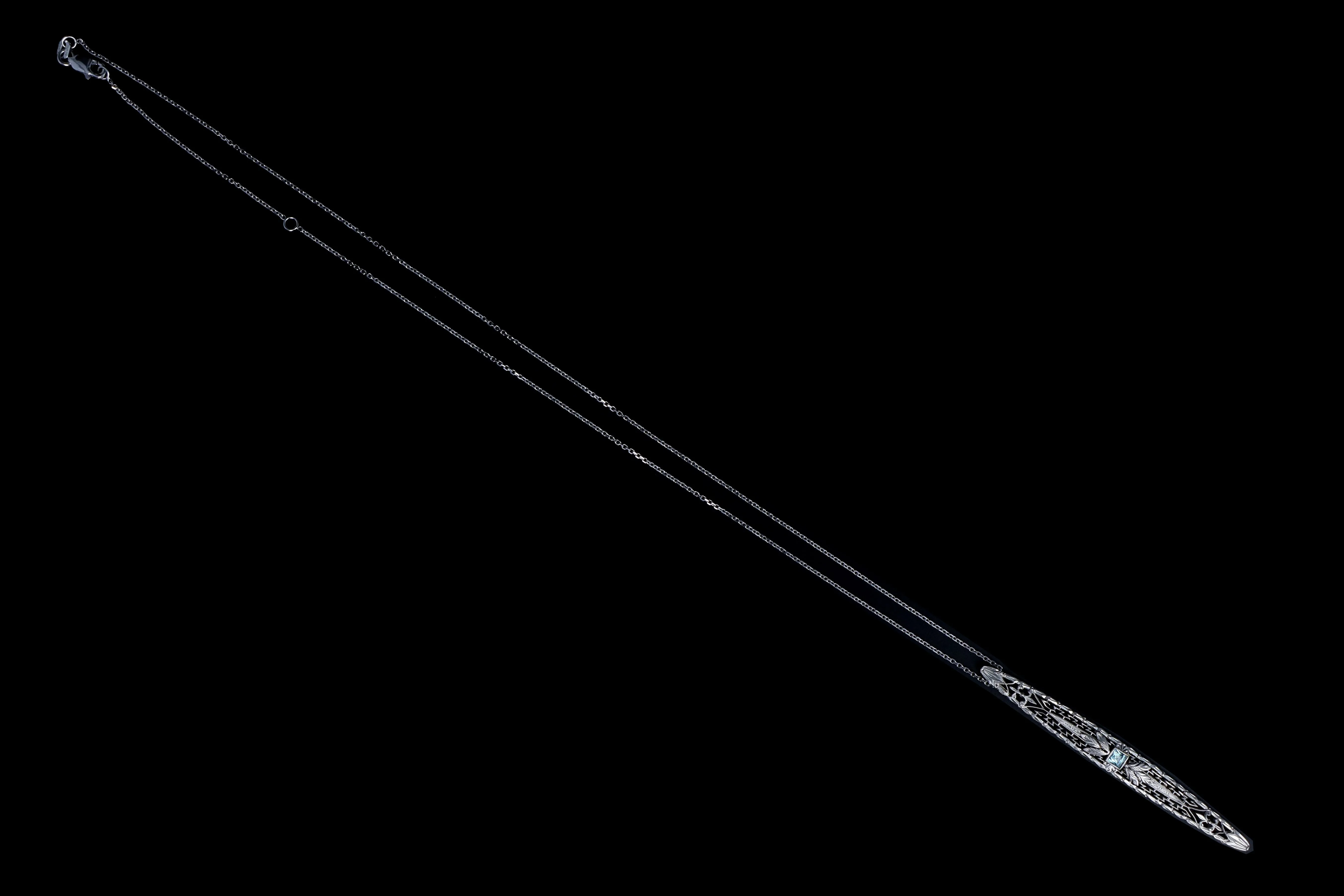 Art Deco Platinum & 14k Yellow Gold .15 Carat Synthetic Spinel Bar Pin Conversion Pendant Necklace
