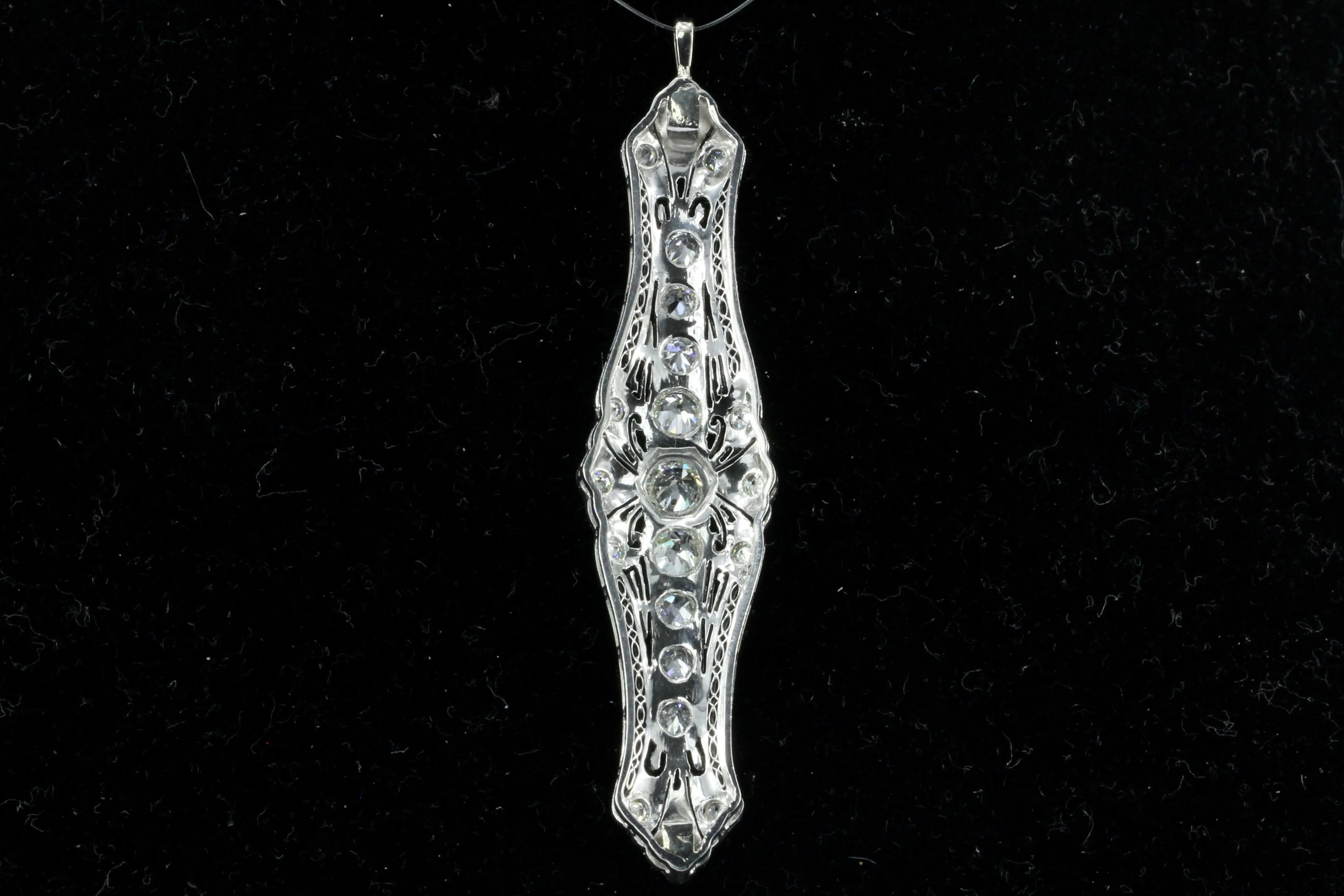 Art Deco Platinum Diamond Converted Pendant