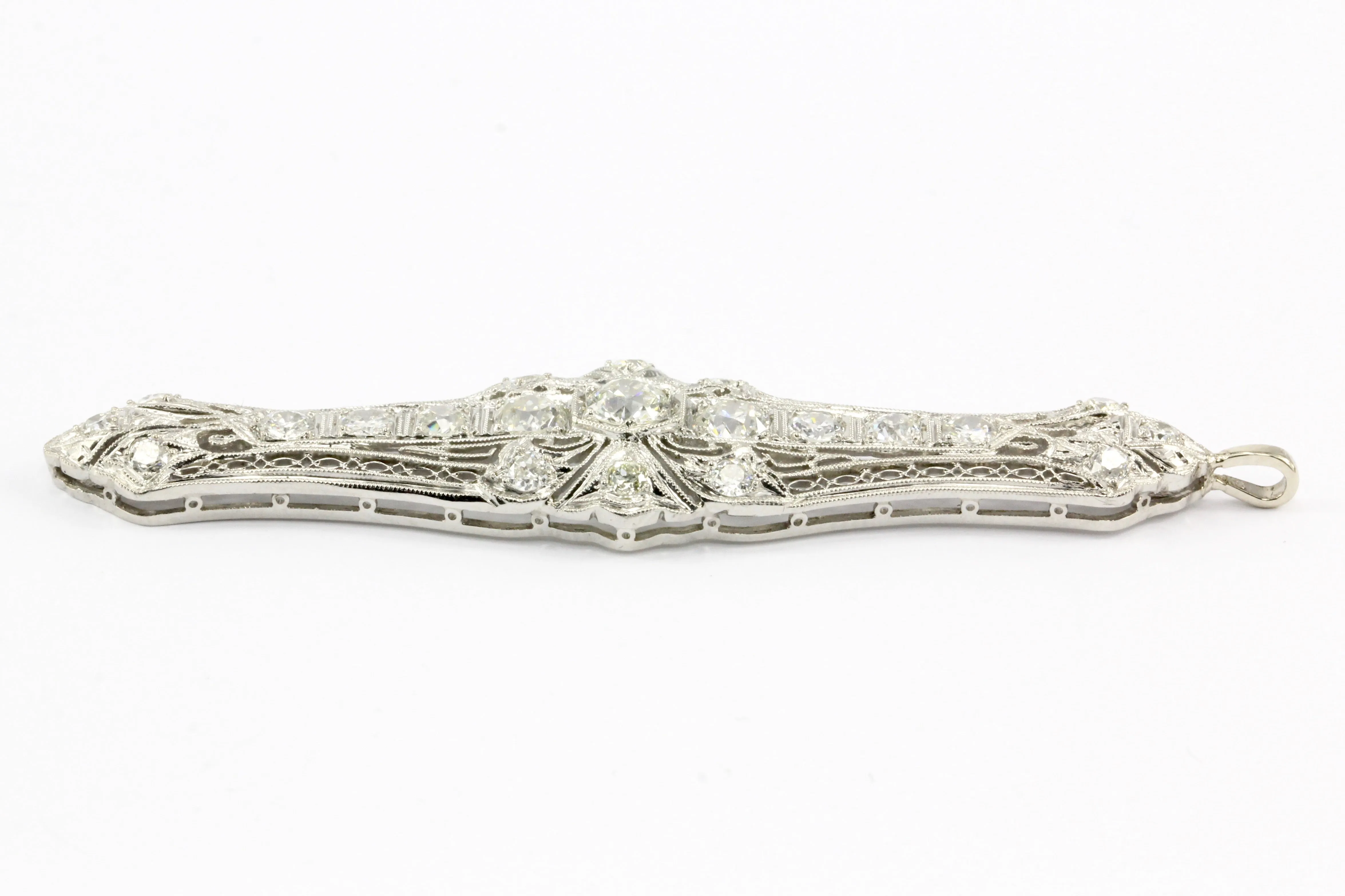Art Deco Platinum Diamond Converted Pendant