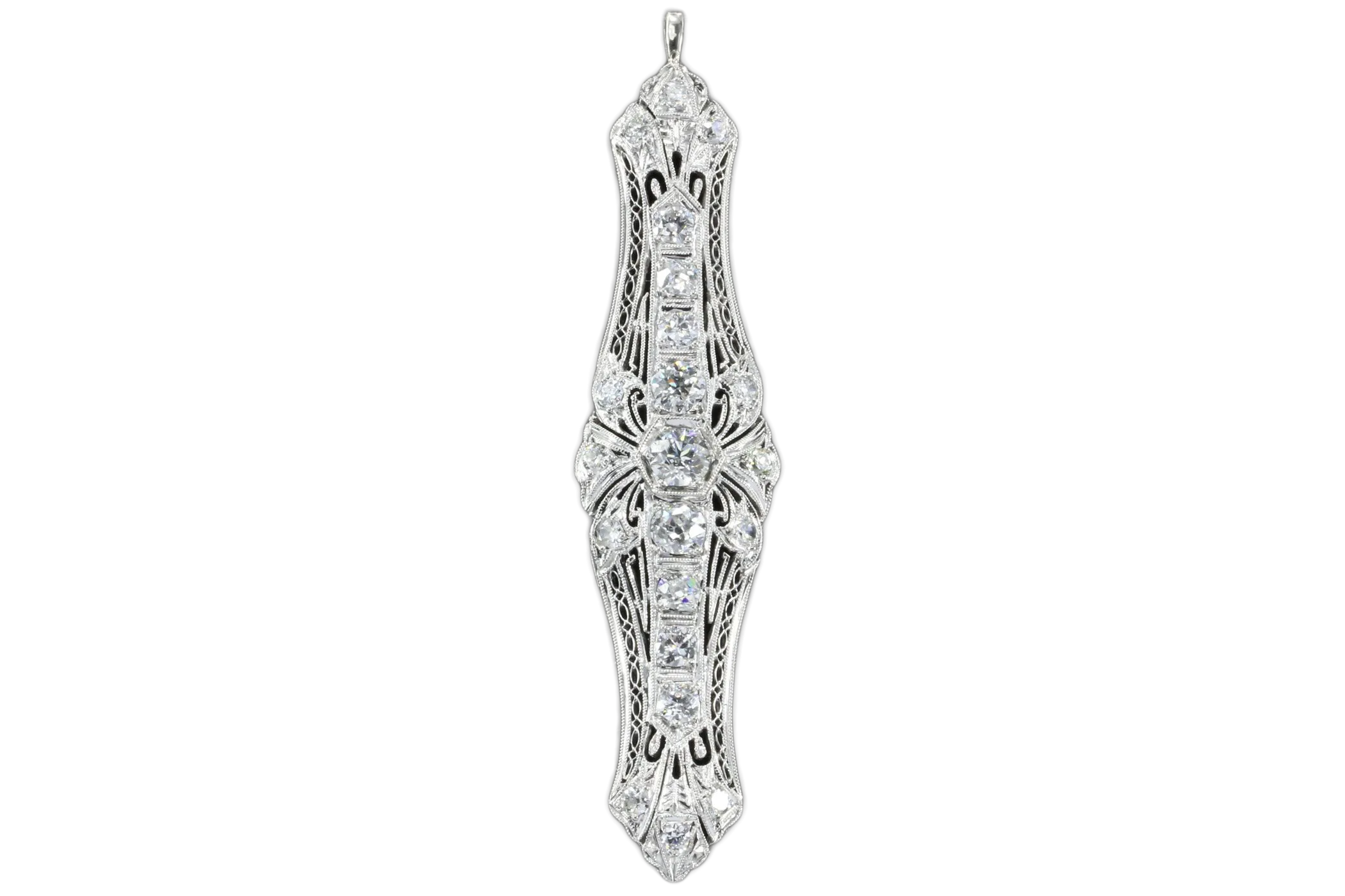 Art Deco Platinum Diamond Converted Pendant