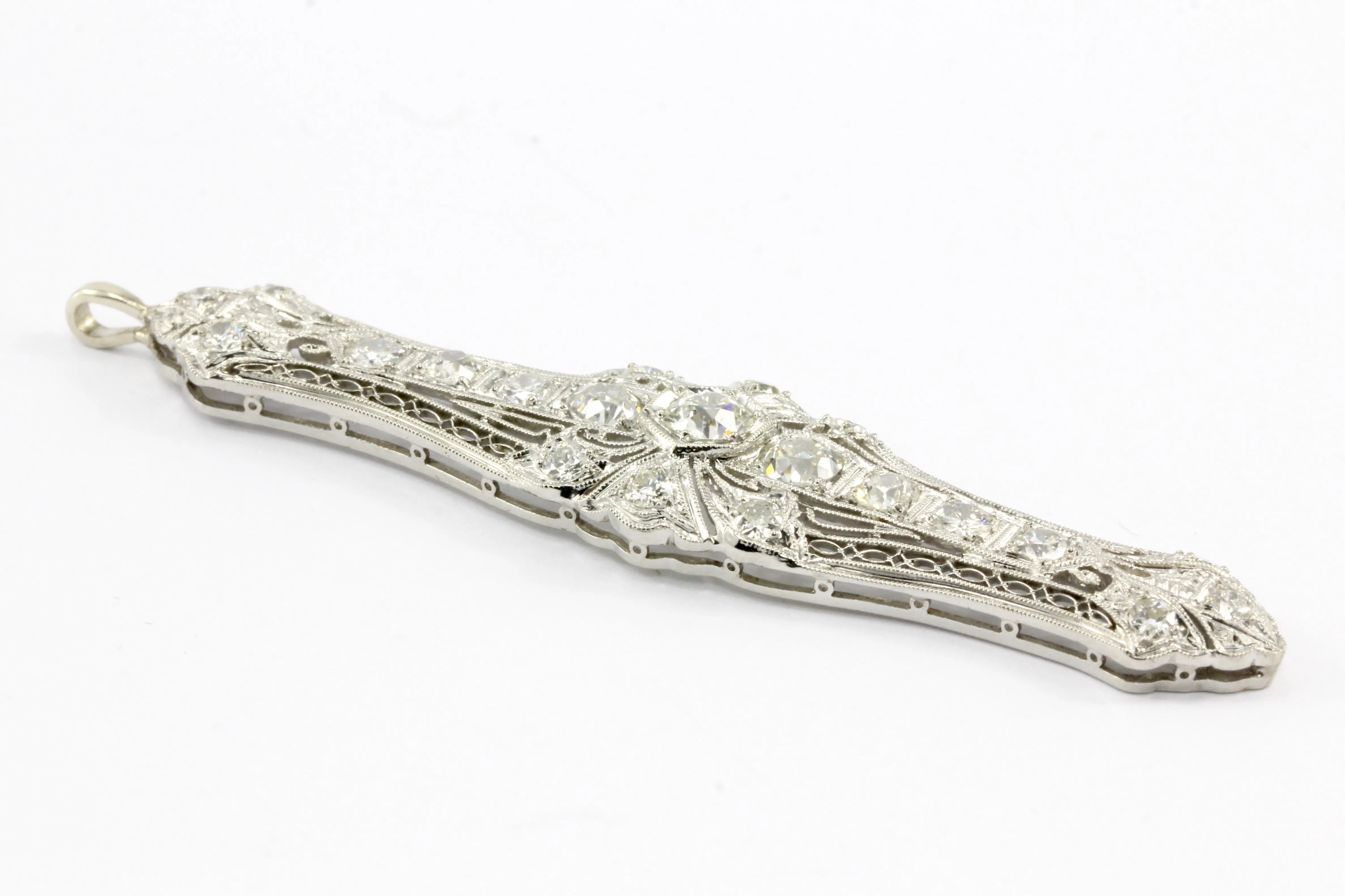 Art Deco Platinum Diamond Converted Pendant
