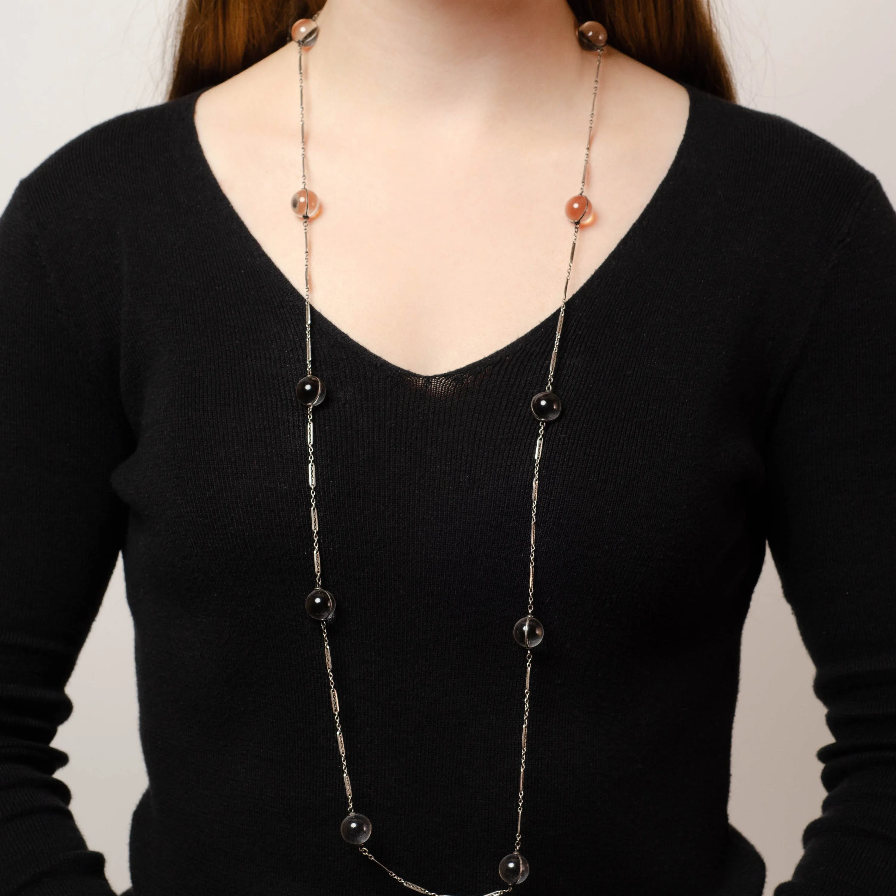 Art Deco Pools of Light Necklace in Sterling Silver
