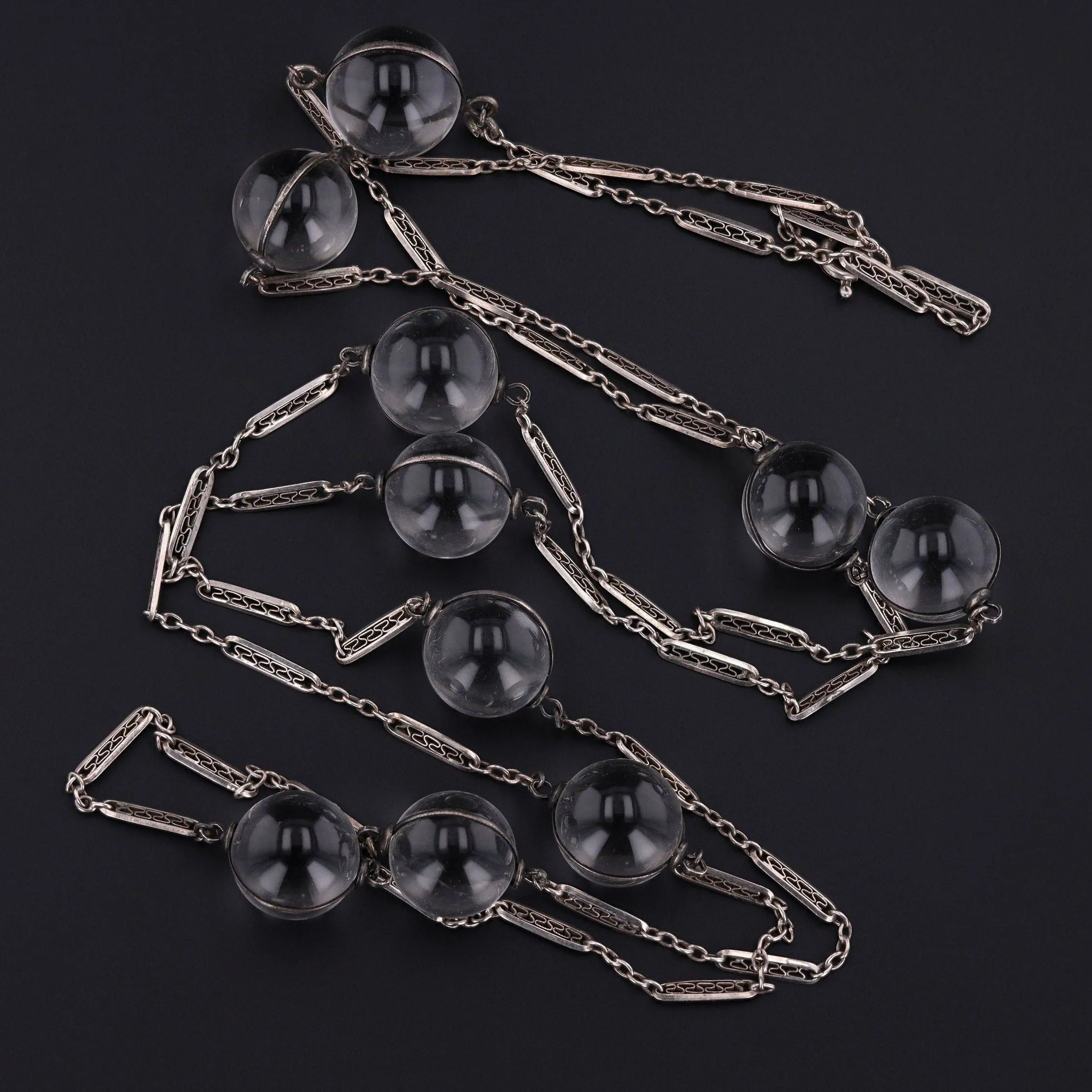 Art Deco Pools of Light Necklace in Sterling Silver