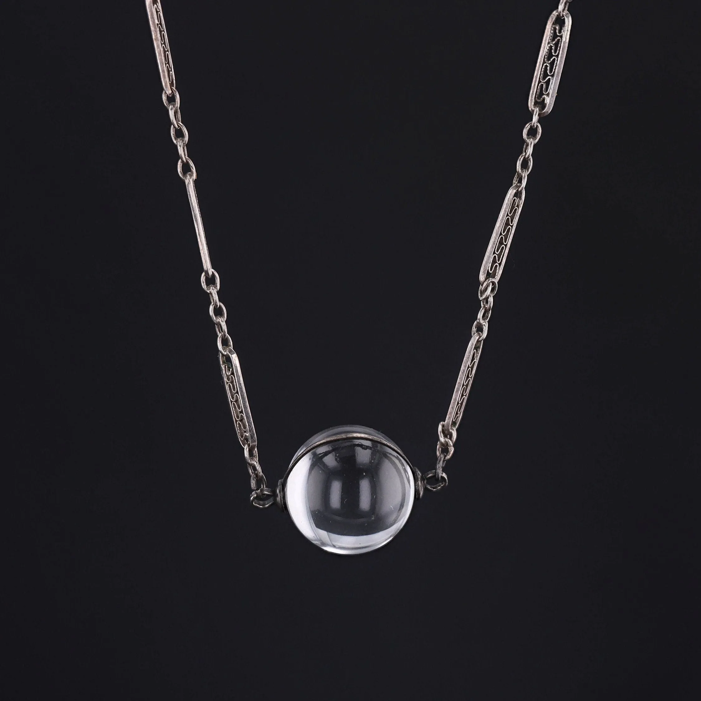 Art Deco Pools of Light Necklace in Sterling Silver