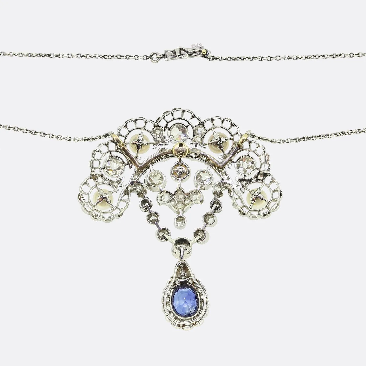 Art Deco Sapphire Diamond and Pearl Necklace