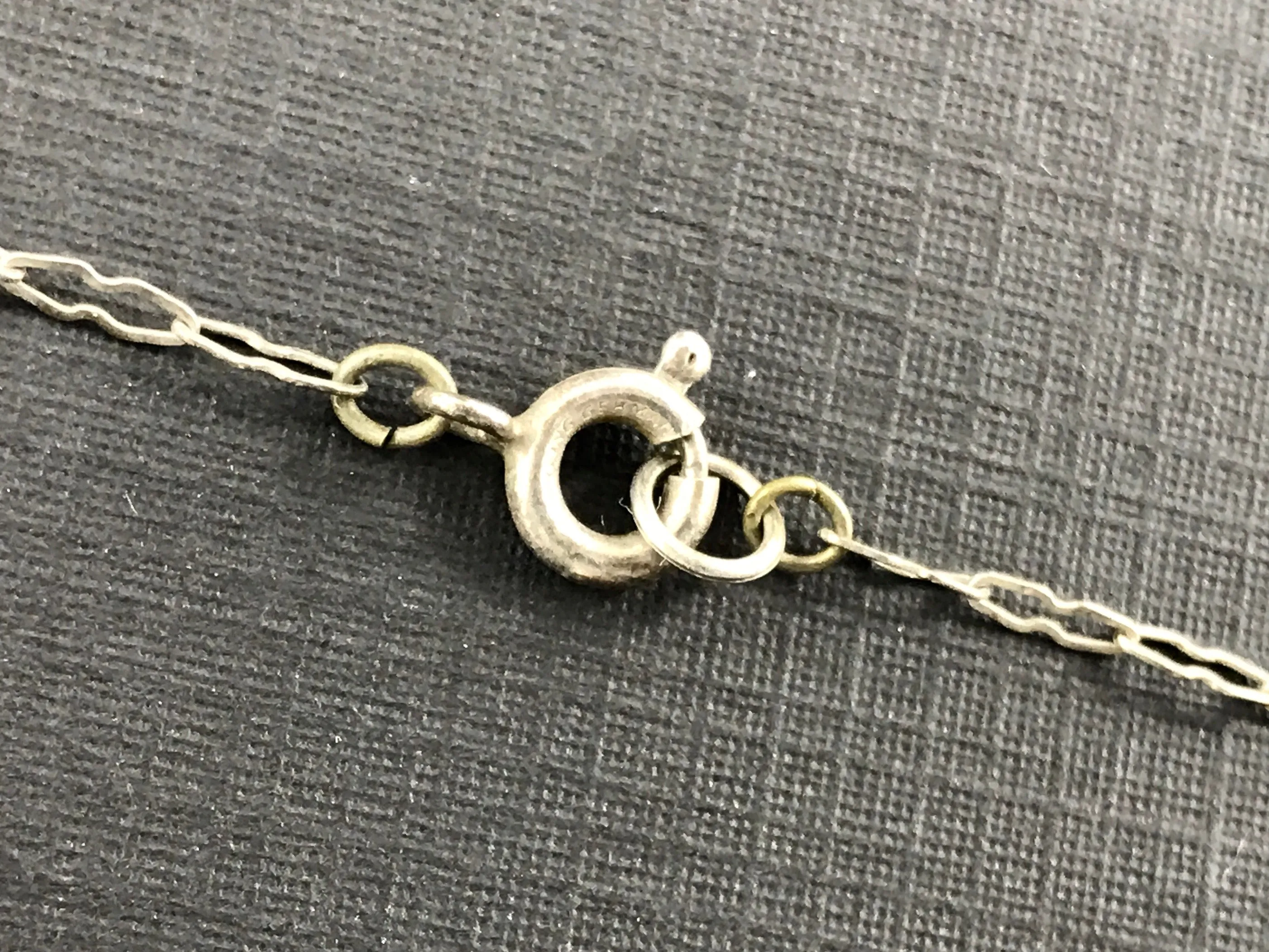 Art Deco Sterling Silver Filigree Orange Paste Lavalier Necklace c.1920's