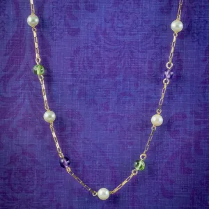 Art Deco Suffragette Chain Necklace 9ct Gold
