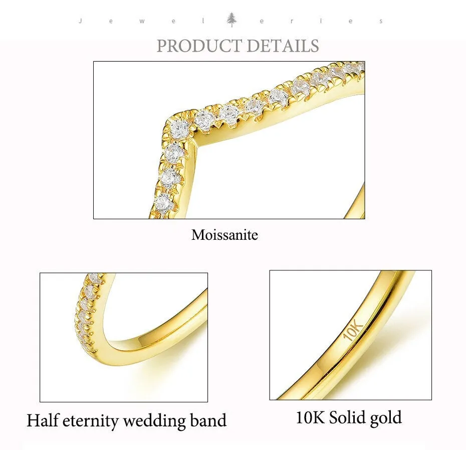 Art Deco Wedding Band Yellow Gold Half Eternity Vintage Unique Engagement Ring Sterling Silver wedding Band For Woman anniversary Gift