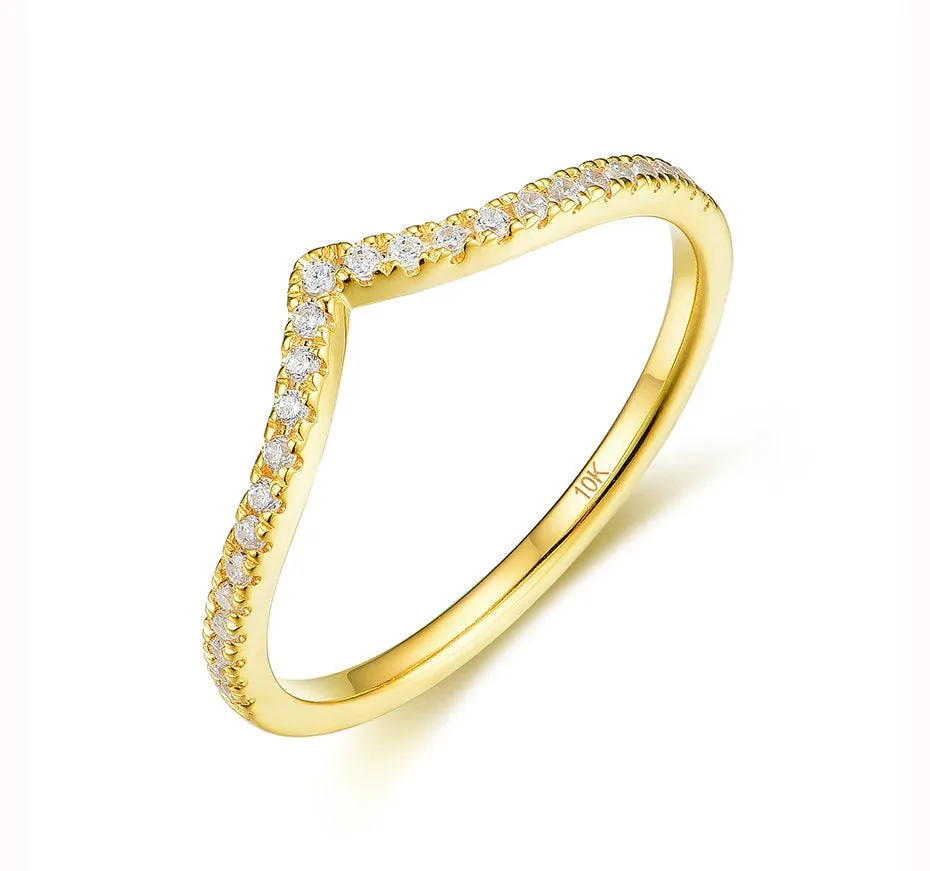 Art Deco Wedding Band Yellow Gold Half Eternity Vintage Unique Engagement Ring Sterling Silver wedding Band For Woman anniversary Gift