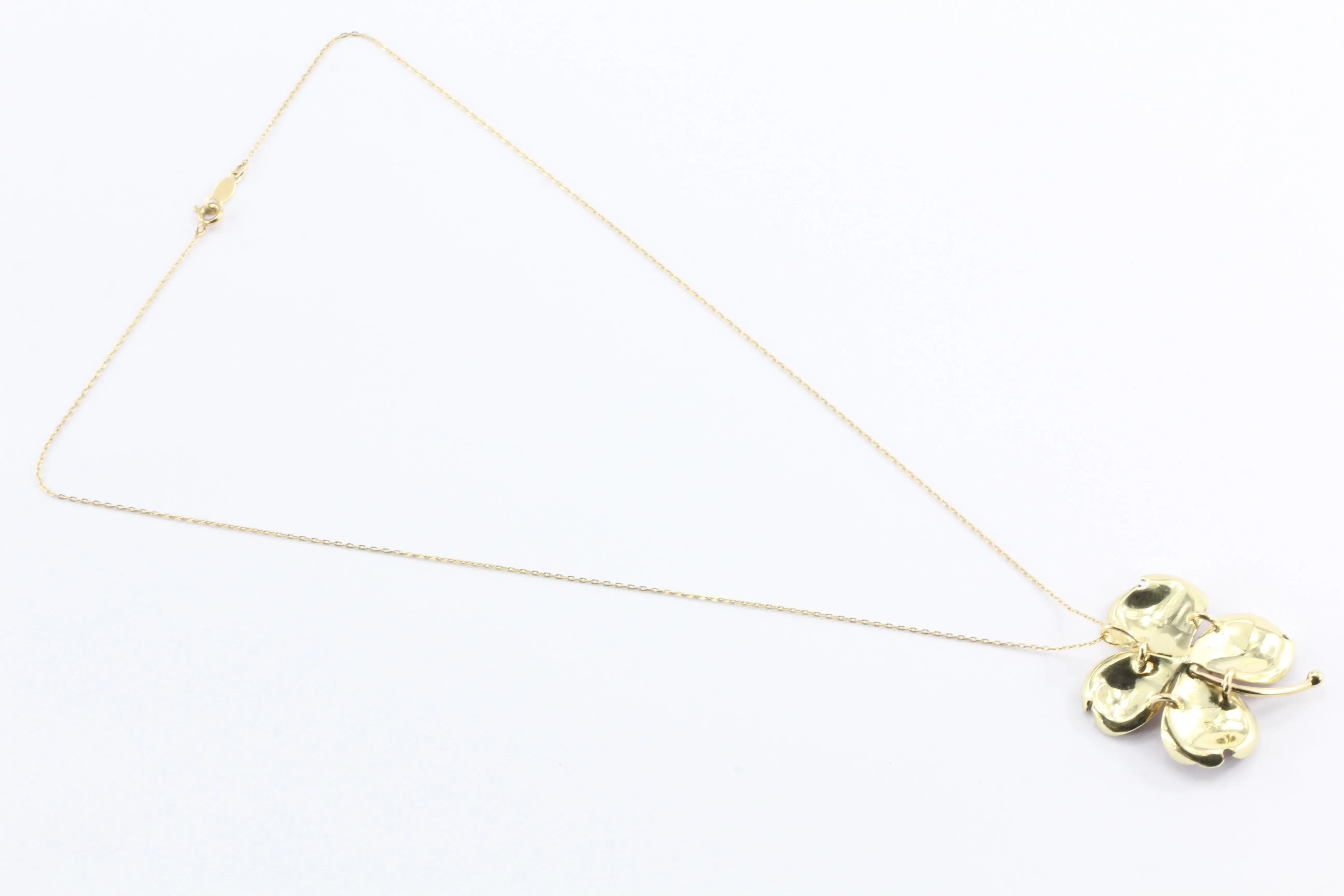 Art Nouveau 14K Gold Enamel Dogwood Flower Pendant Necklace A.J. Hedges c.1900