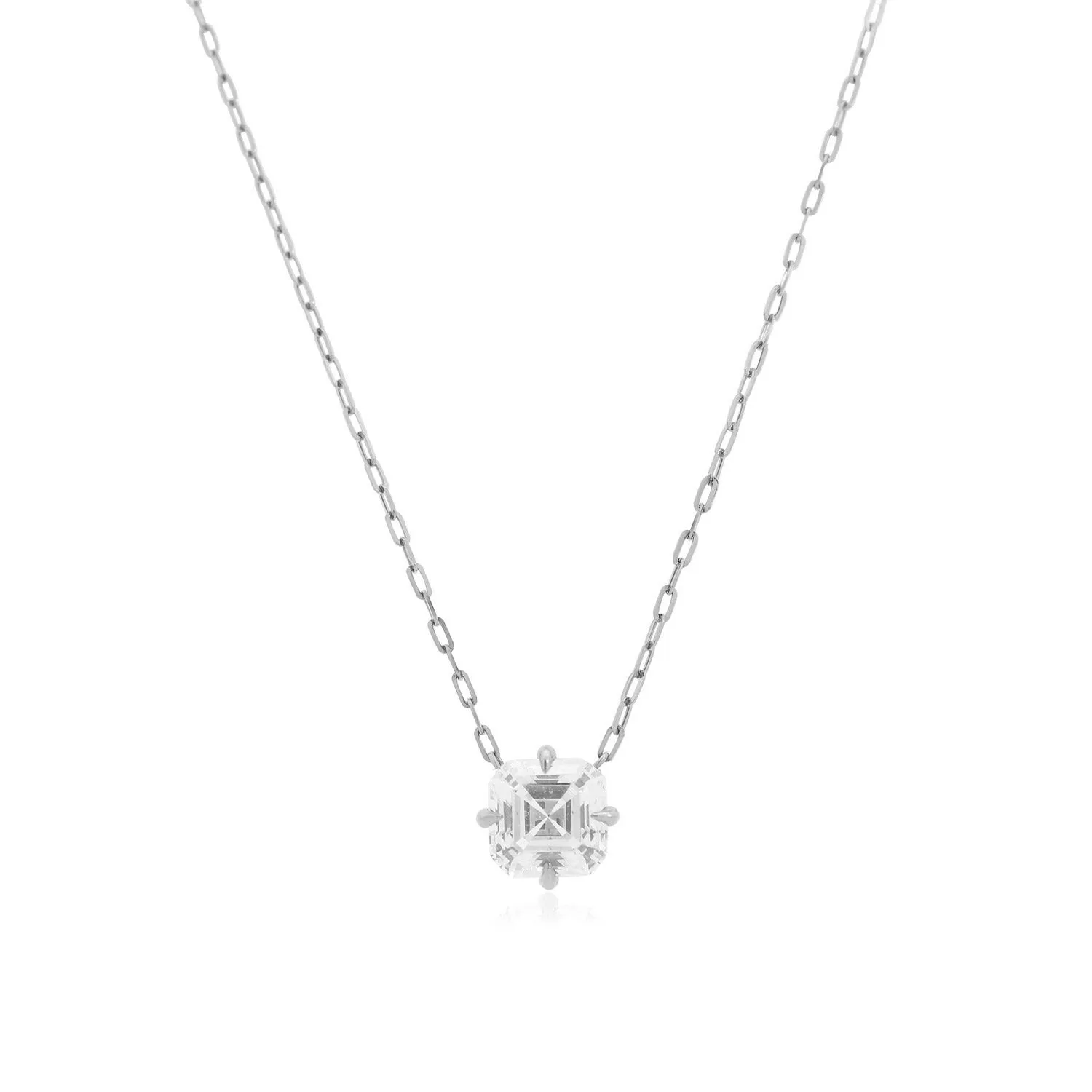 Asscher Cut Diamond Solitaire Necklace