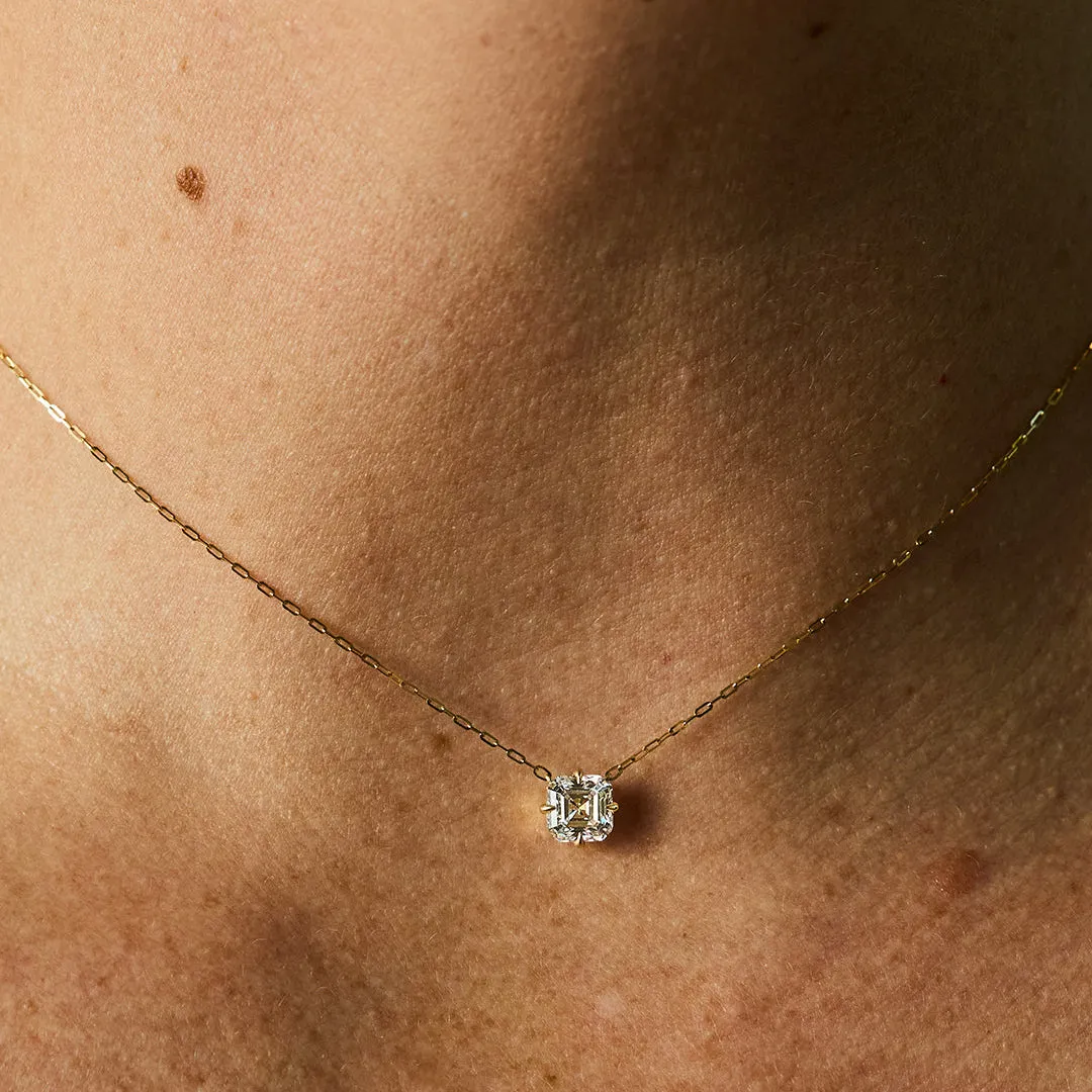 Asscher Cut Diamond Solitaire Necklace