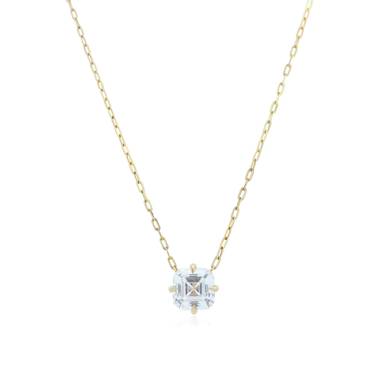 Asscher Cut Diamond Solitaire Necklace