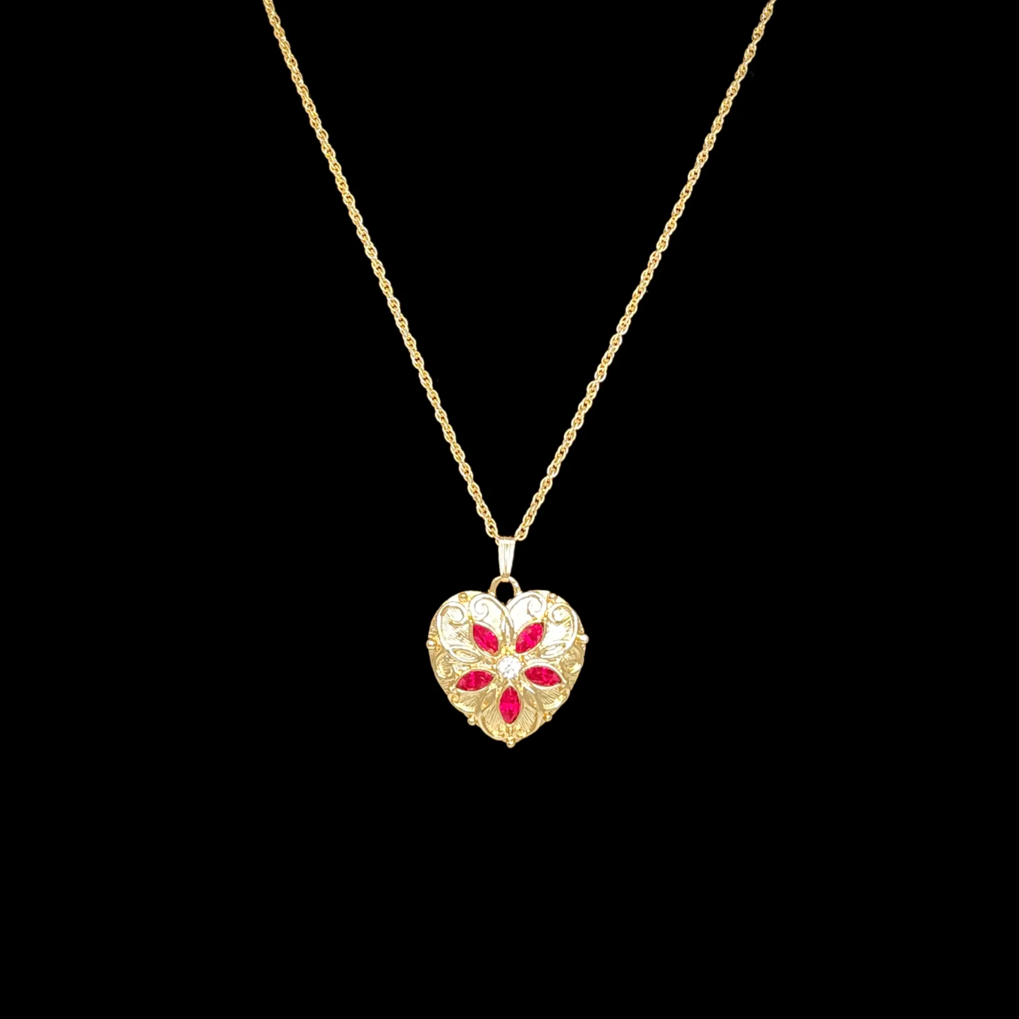Avon Vintage Rhinestone Heart Necklace