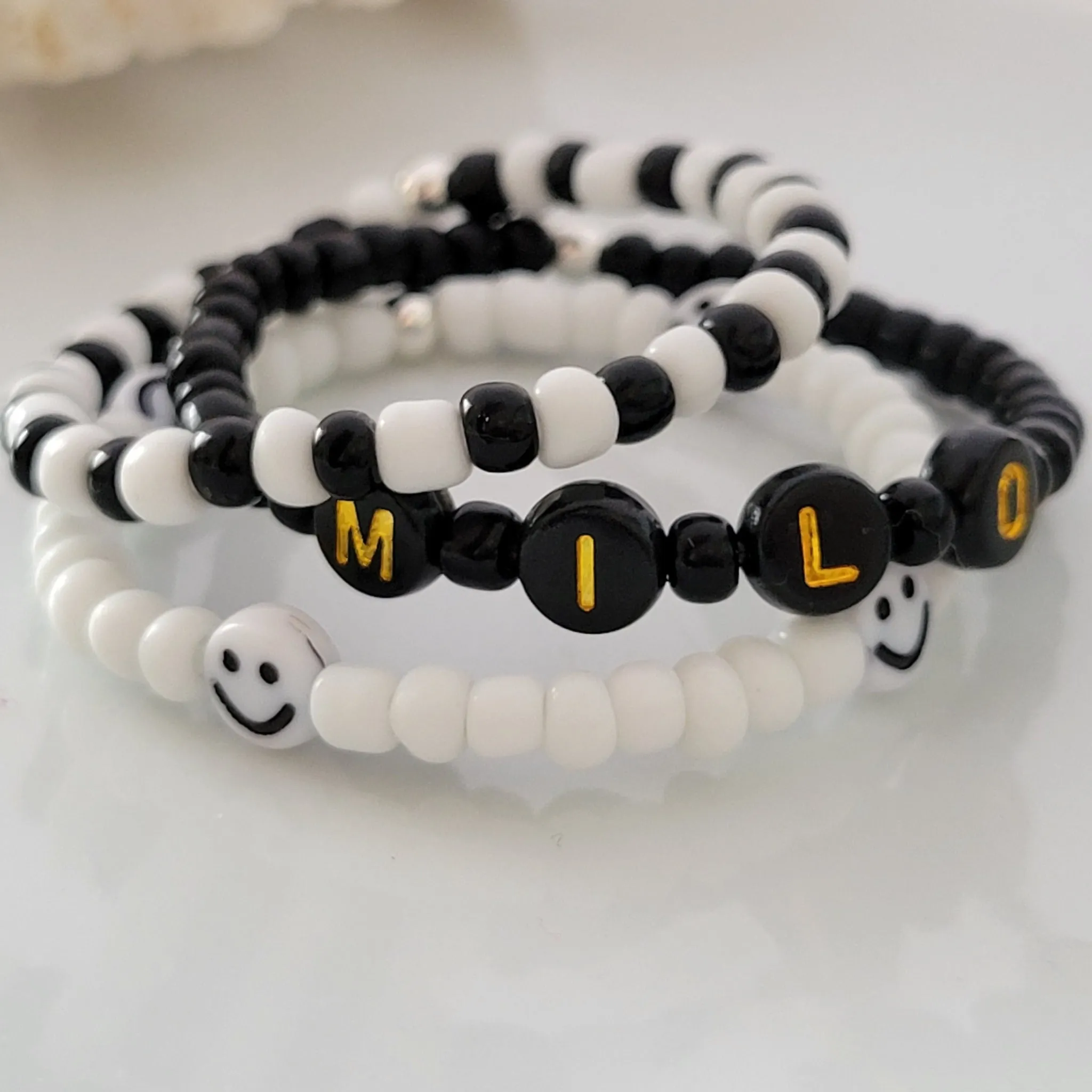 Baby Boy's Name and Bead Bracelet Set (2)