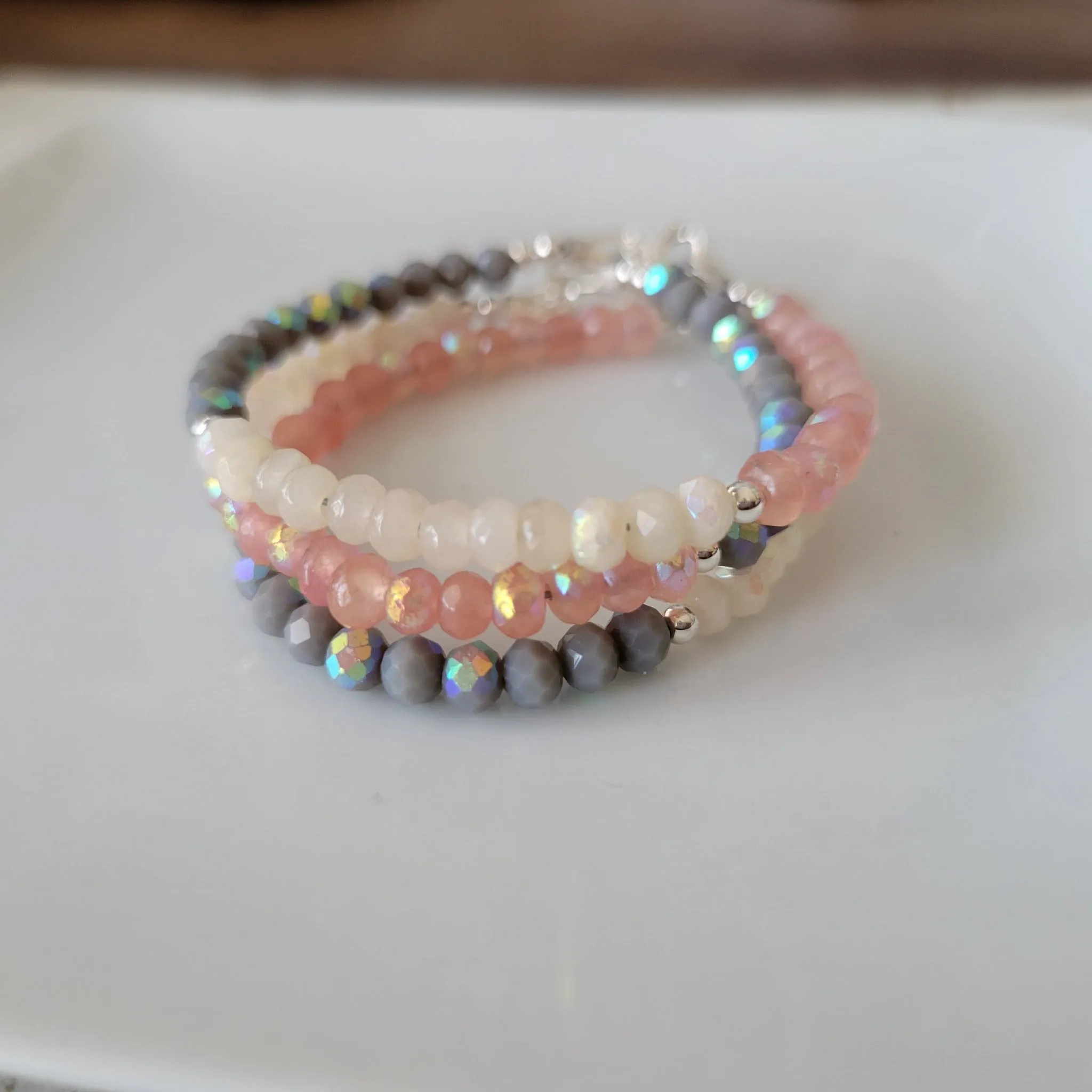 Baby Girls or Children's Crystal Bead Bracelets - Teal, Pink or Peach