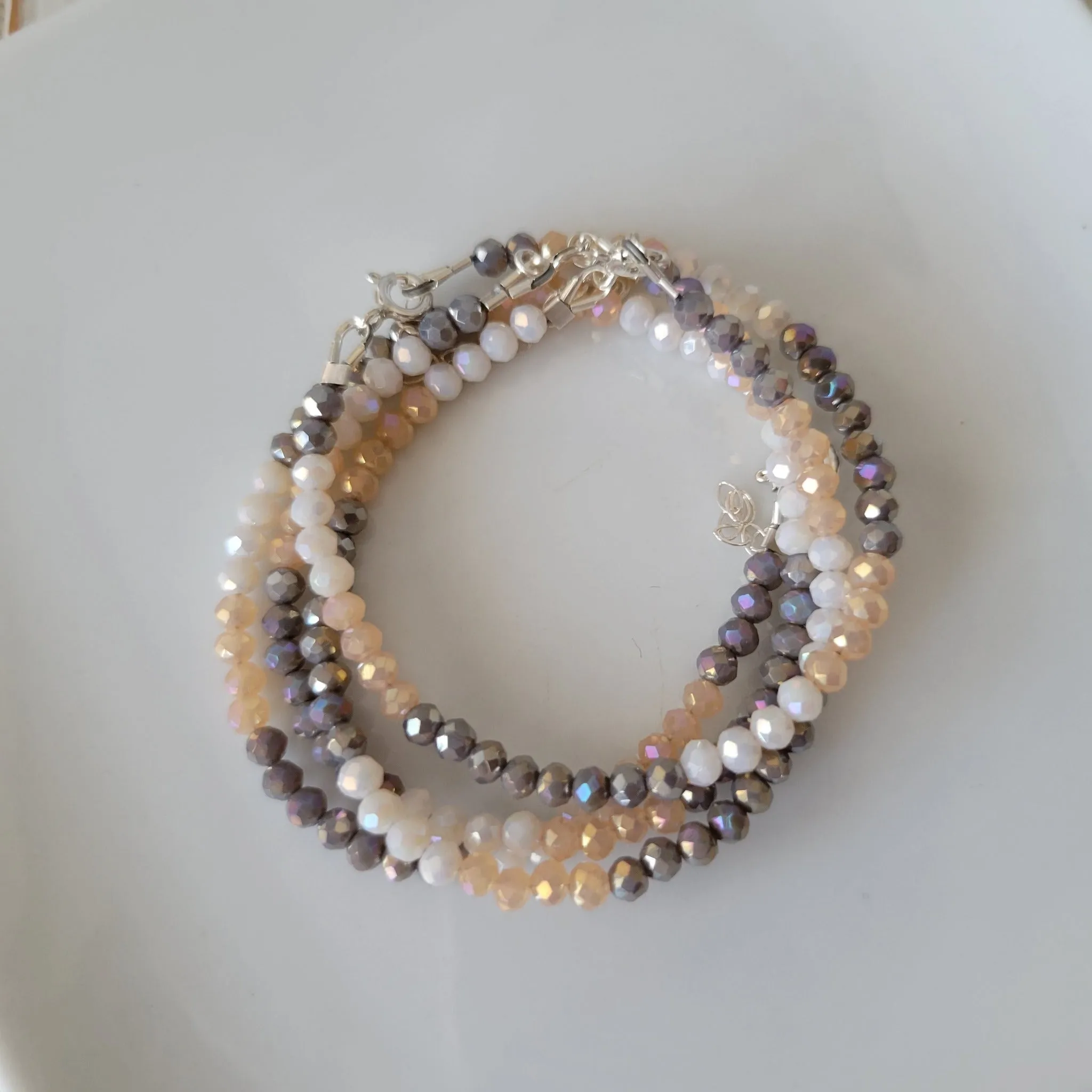 Baby Girls or Children's Crystal Bead Bracelets - Teal, Pink or Peach