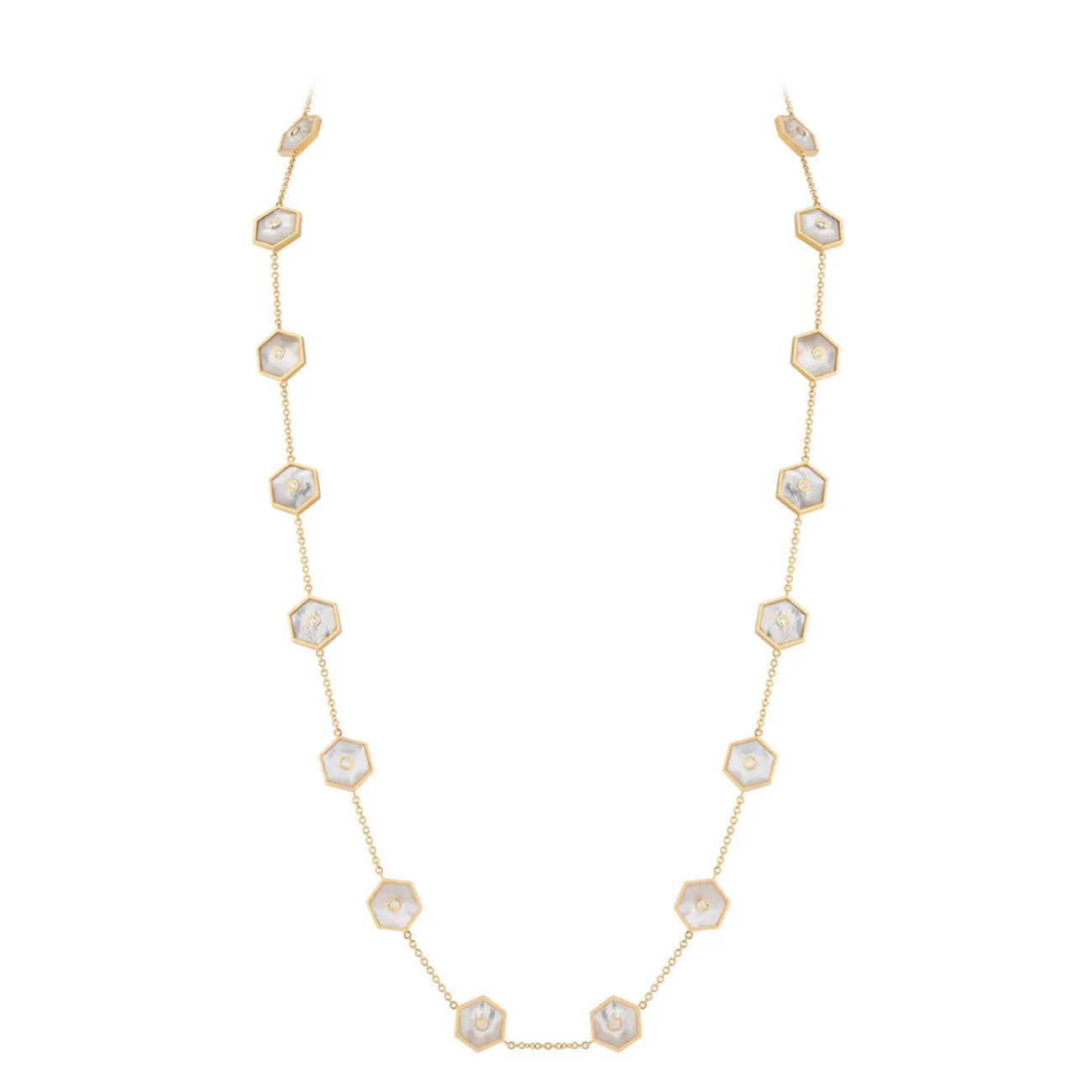 Baia Sommersa 18K Yellow Gold Diamonds & Mother of Pearl Long Necklace