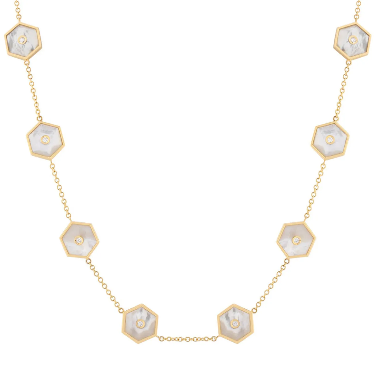 Baia Sommersa 18K Yellow Gold Diamonds & Mother of Pearl Long Necklace