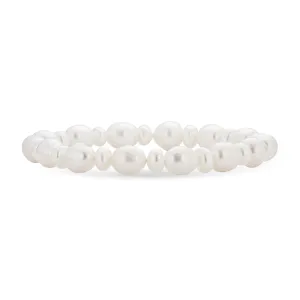 Baroque White Freshwater Pearl Stretch Bracelet Stackable Irregular Shape