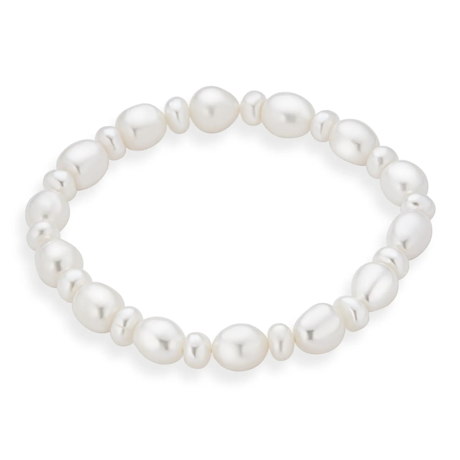 Baroque White Freshwater Pearl Stretch Bracelet Stackable Irregular Shape