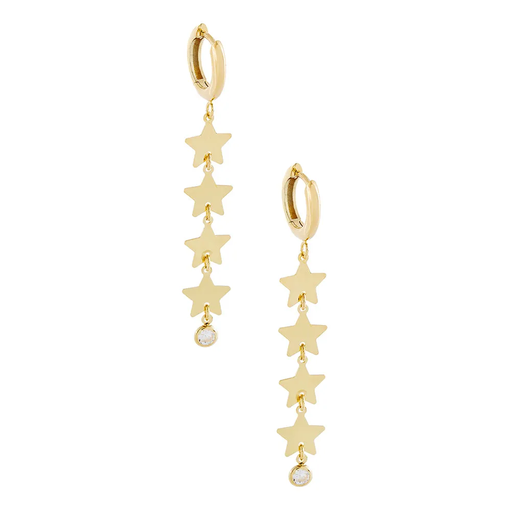 Bezel Star Drop Earring 14K