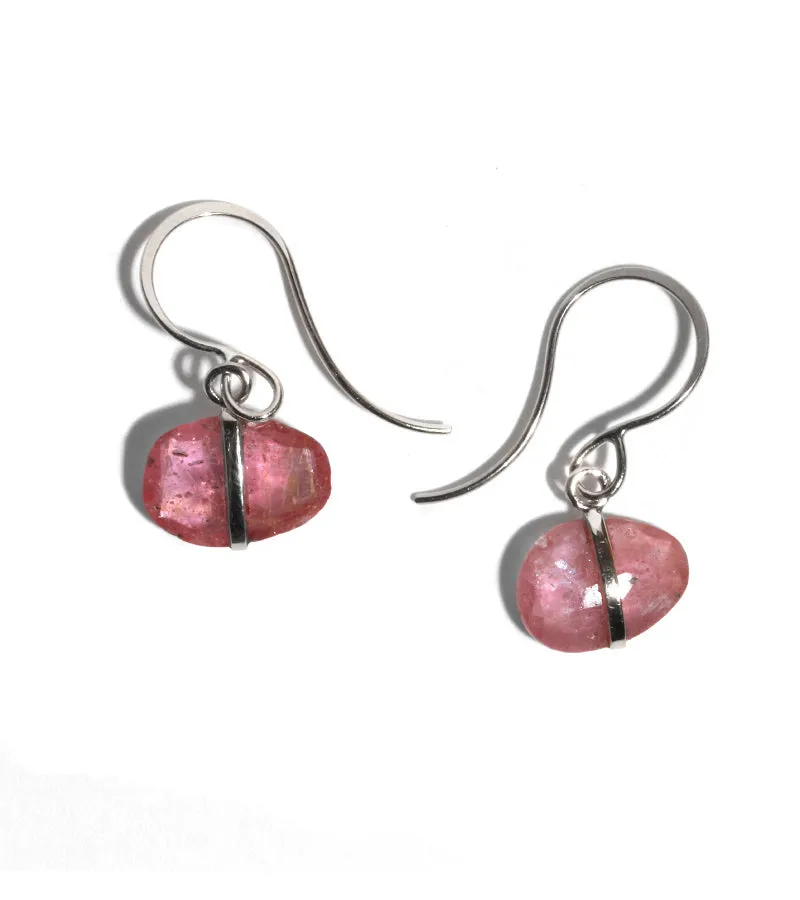 Bezel Wrapped Pink Sapphire Drop Earrings