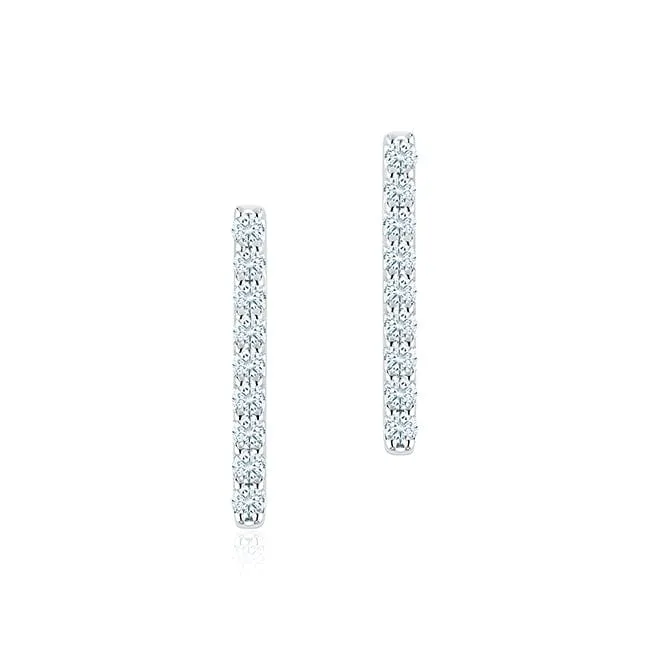 Birks 18K White Gold Diamond Bar Earrings