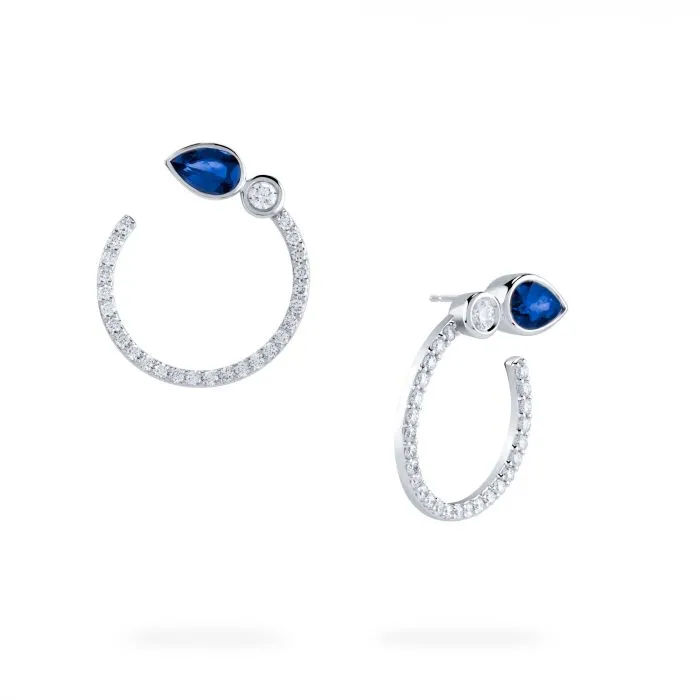 Birks Splash Diamond and Sapphire Small Hoops Earrings