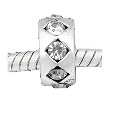 Birthstone April Clear  Crystals Charm European Bead Compatible for Most European Snake Chain Bracelet