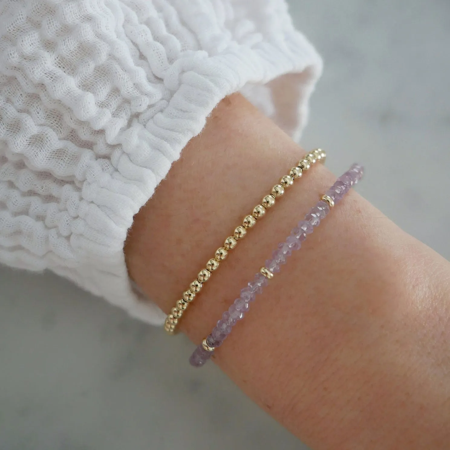 Birthstone Bead Bracelet In Amethyst