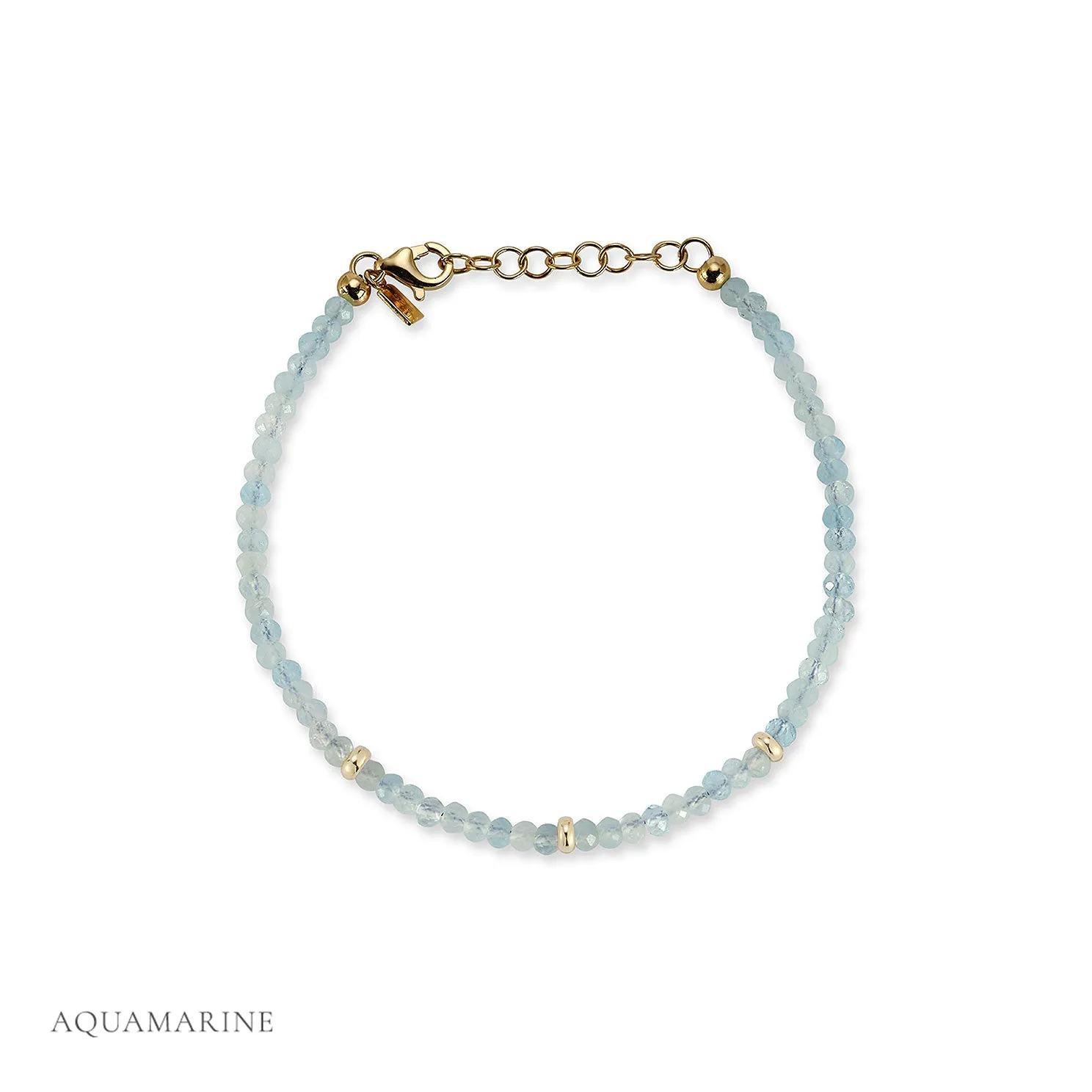 Birthstone Bead Bracelet In Aquamarine