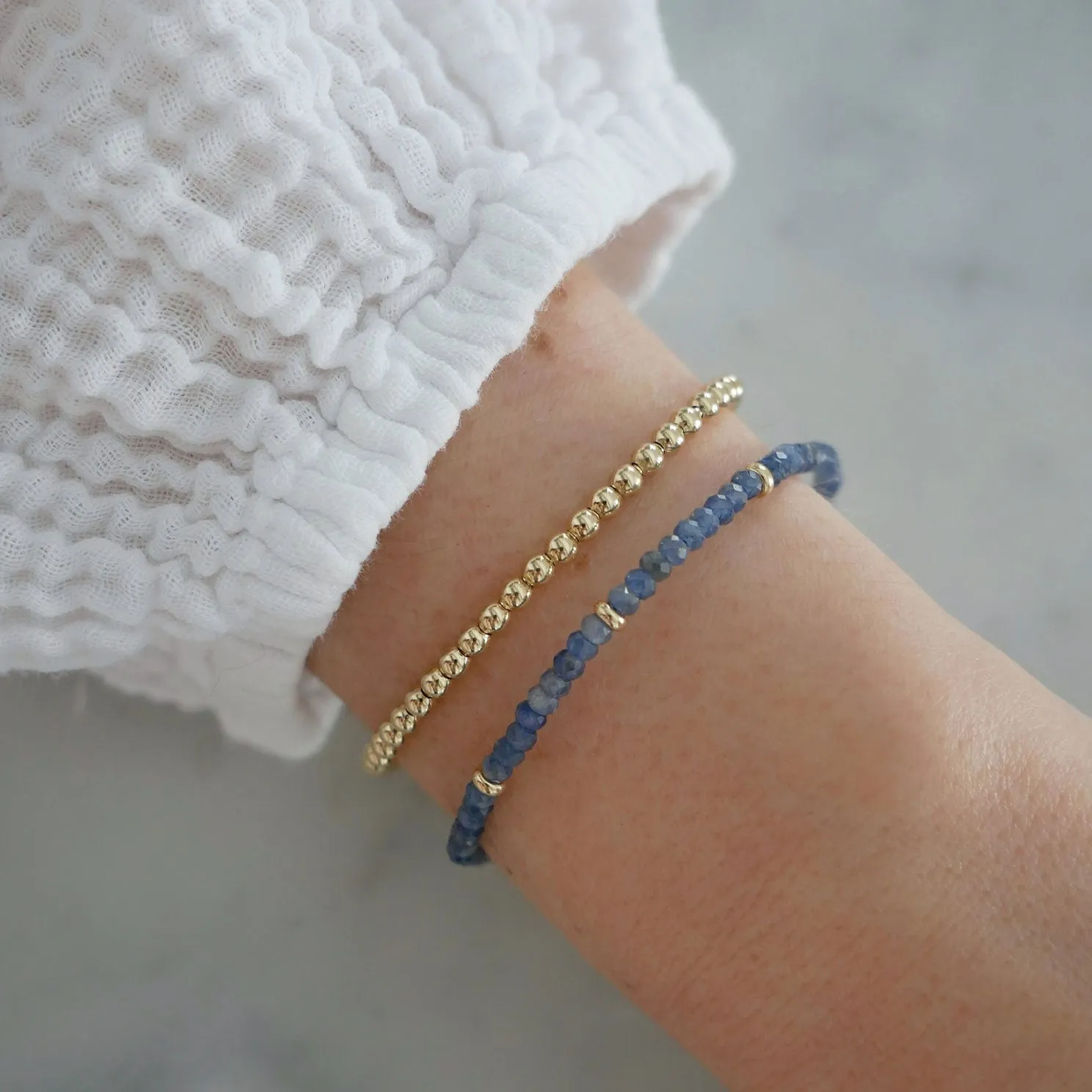 Birthstone Bead Bracelet In Blue Sapphire