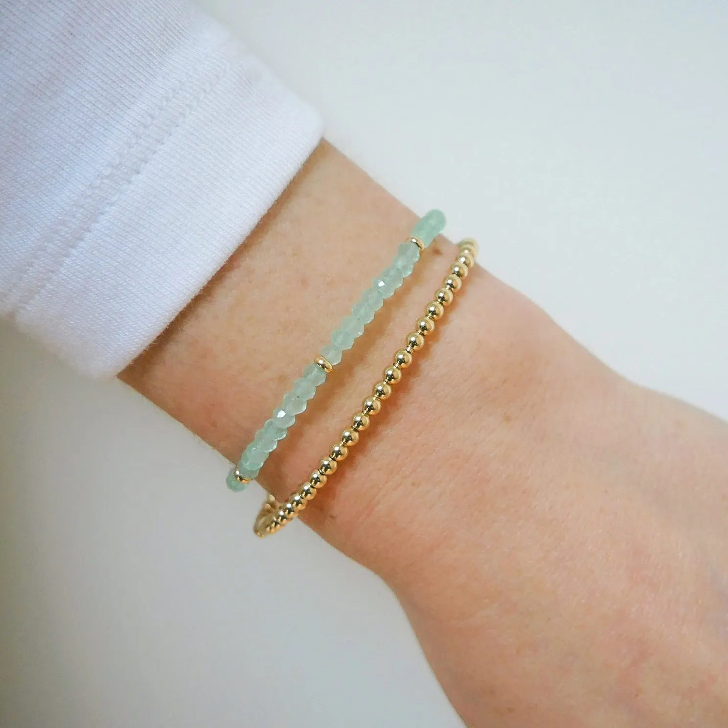 Birthstone Bead Bracelet  In Chalcedony