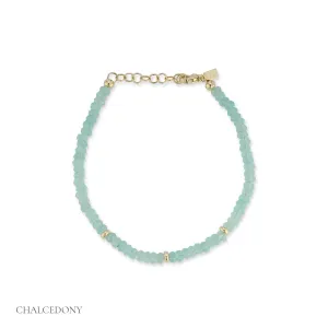 Birthstone Bead Bracelet  In Chalcedony