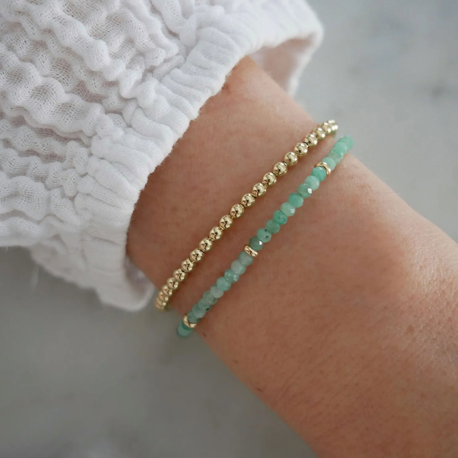 Birthstone Bead Bracelet In Emerald