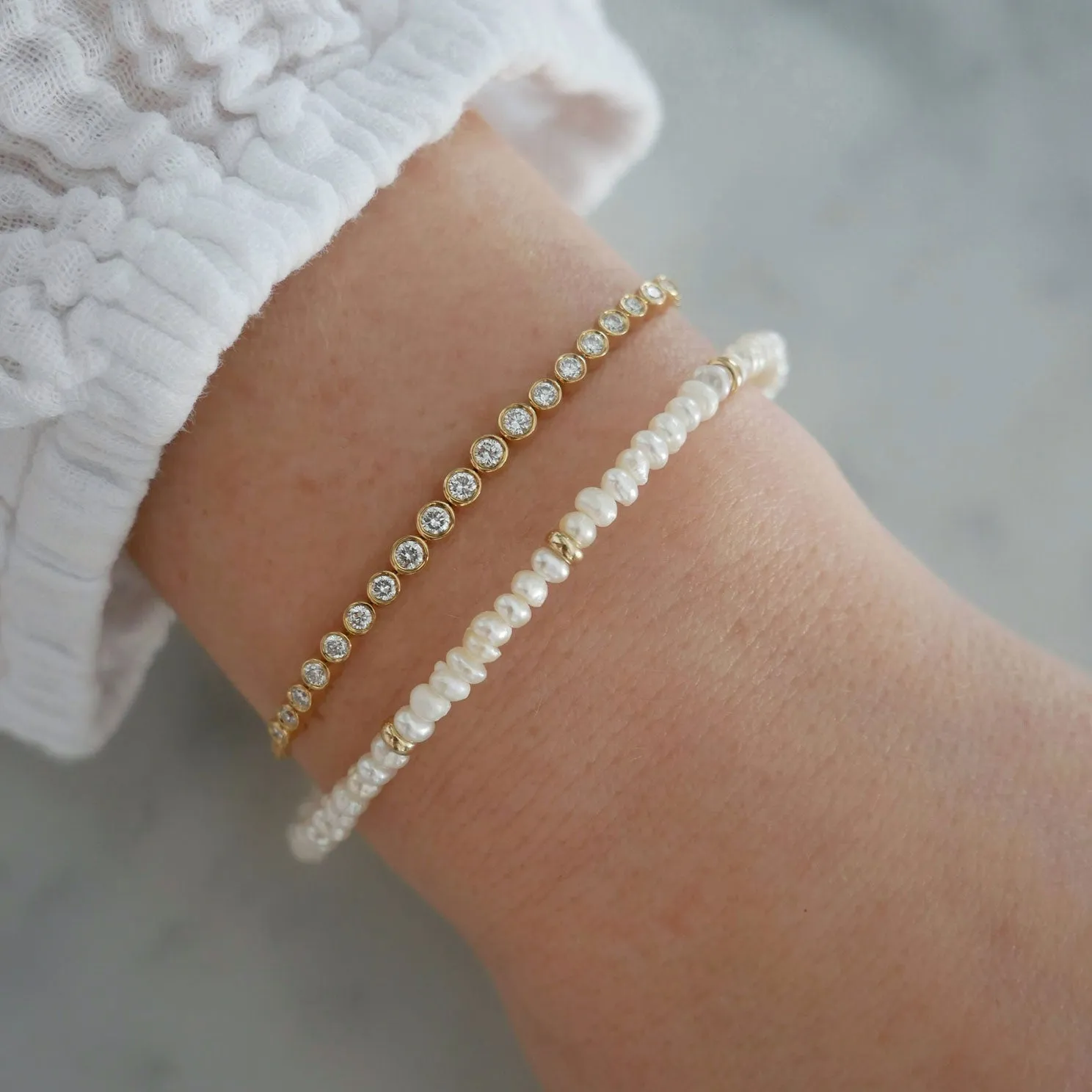 Birthstone Bead Bracelet In Pearl