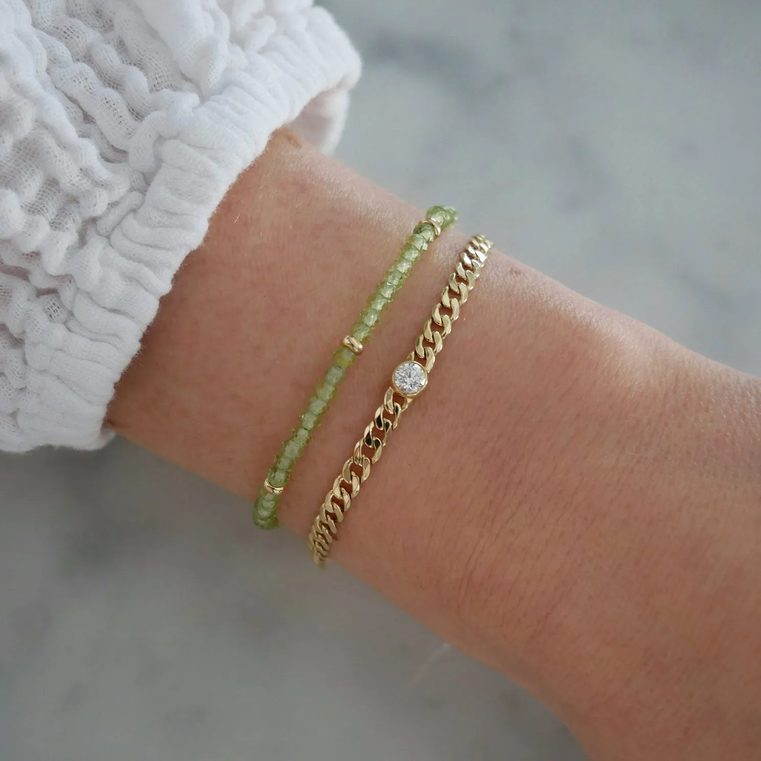Birthstone Bead Bracelet In Peridot