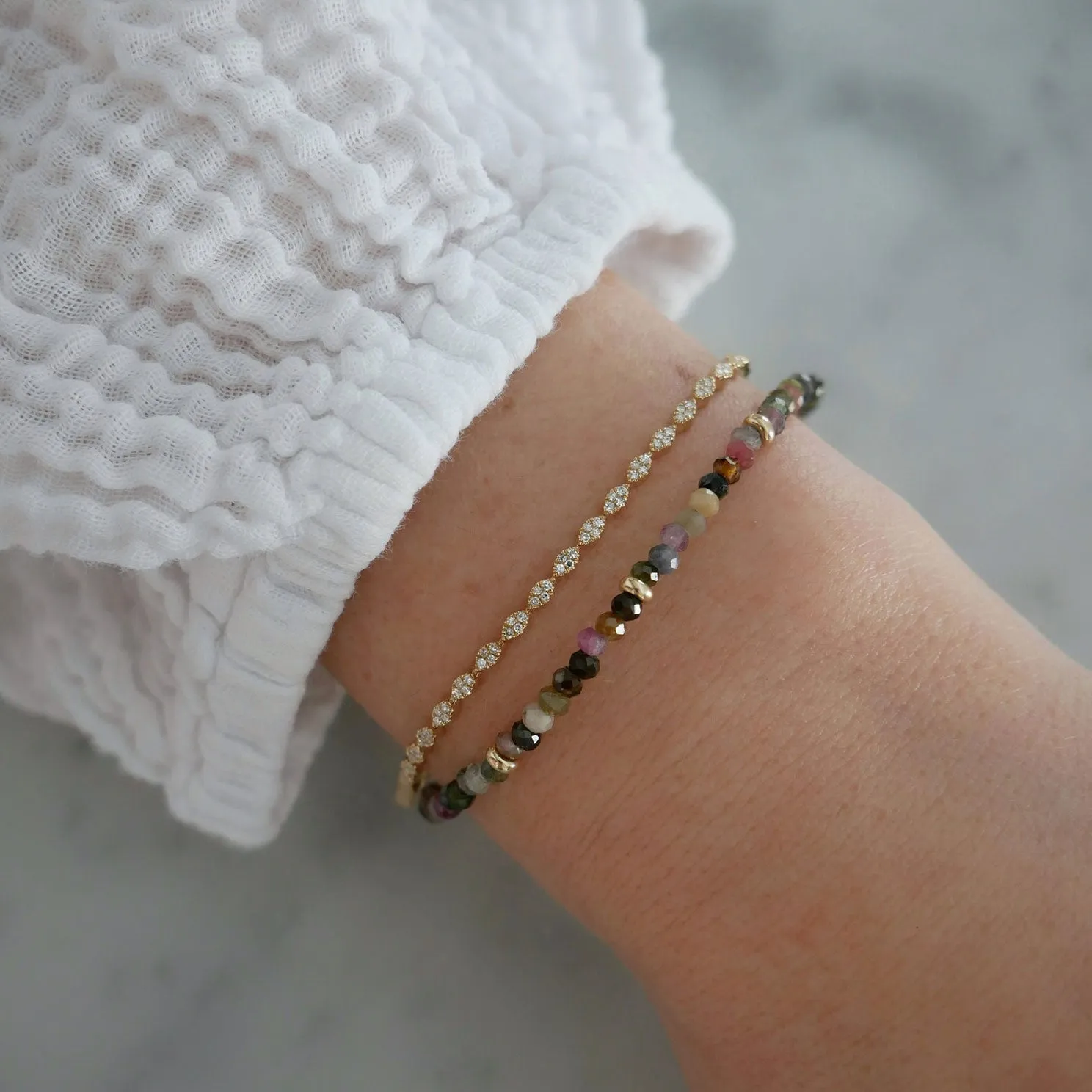 Birthstone Bead Bracelet In Tourmaline