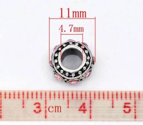 Birthstone Spacer Bead Charm (June Lt Pink)