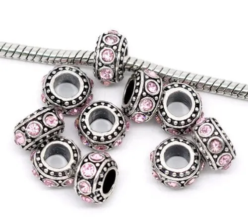 Birthstone Spacer Bead Charm (June Lt Pink)