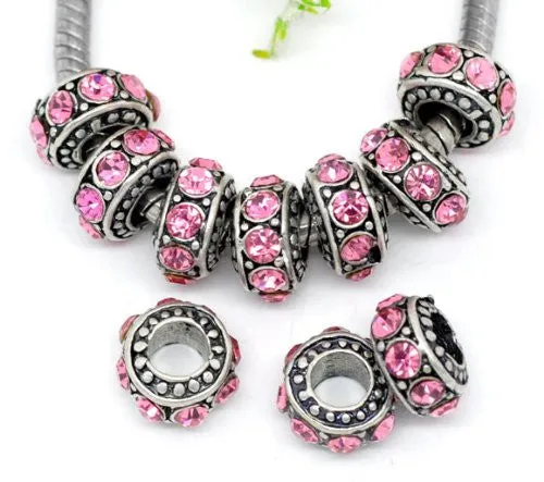 Birthstone Spacer Bead Charm (October Pink)