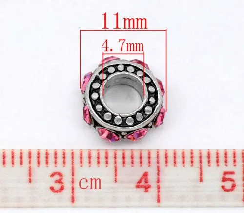 Birthstone Spacer Bead Charm (October Pink)