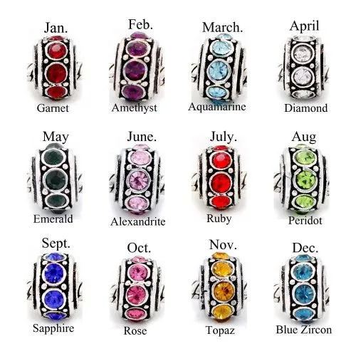 Birthstone Spacer Bead Charm (October Pink)