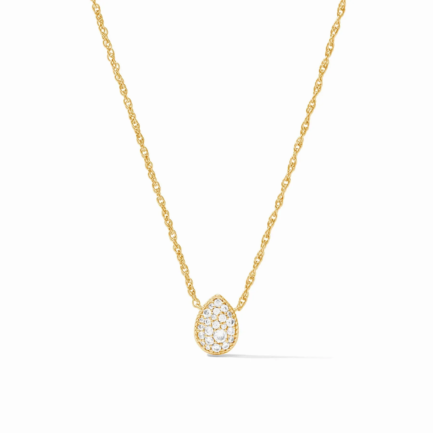 Birthstone Teardrop Delicate Necklace - Diamond - CZ - April