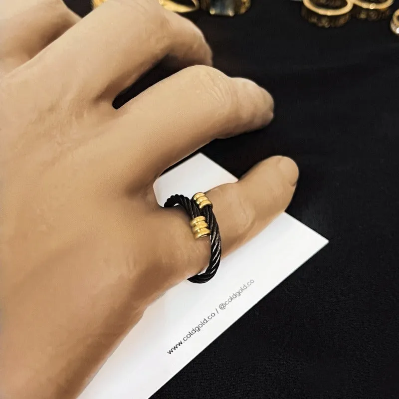 Black & Gold Rope Ring