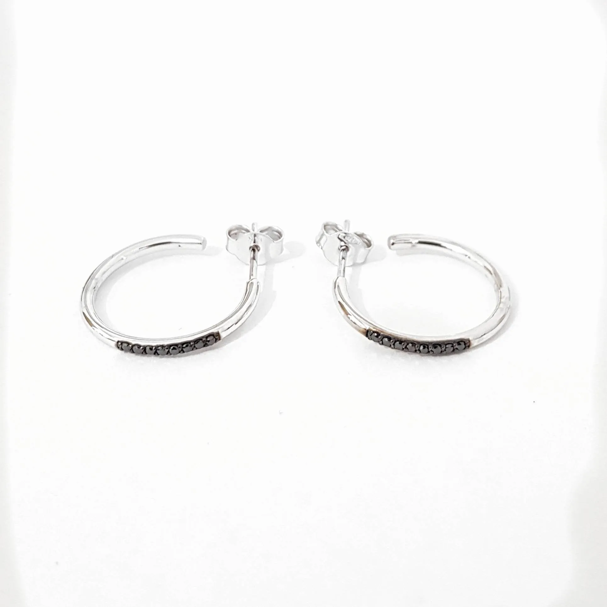 Black Diamond Gold Hoop Earrings