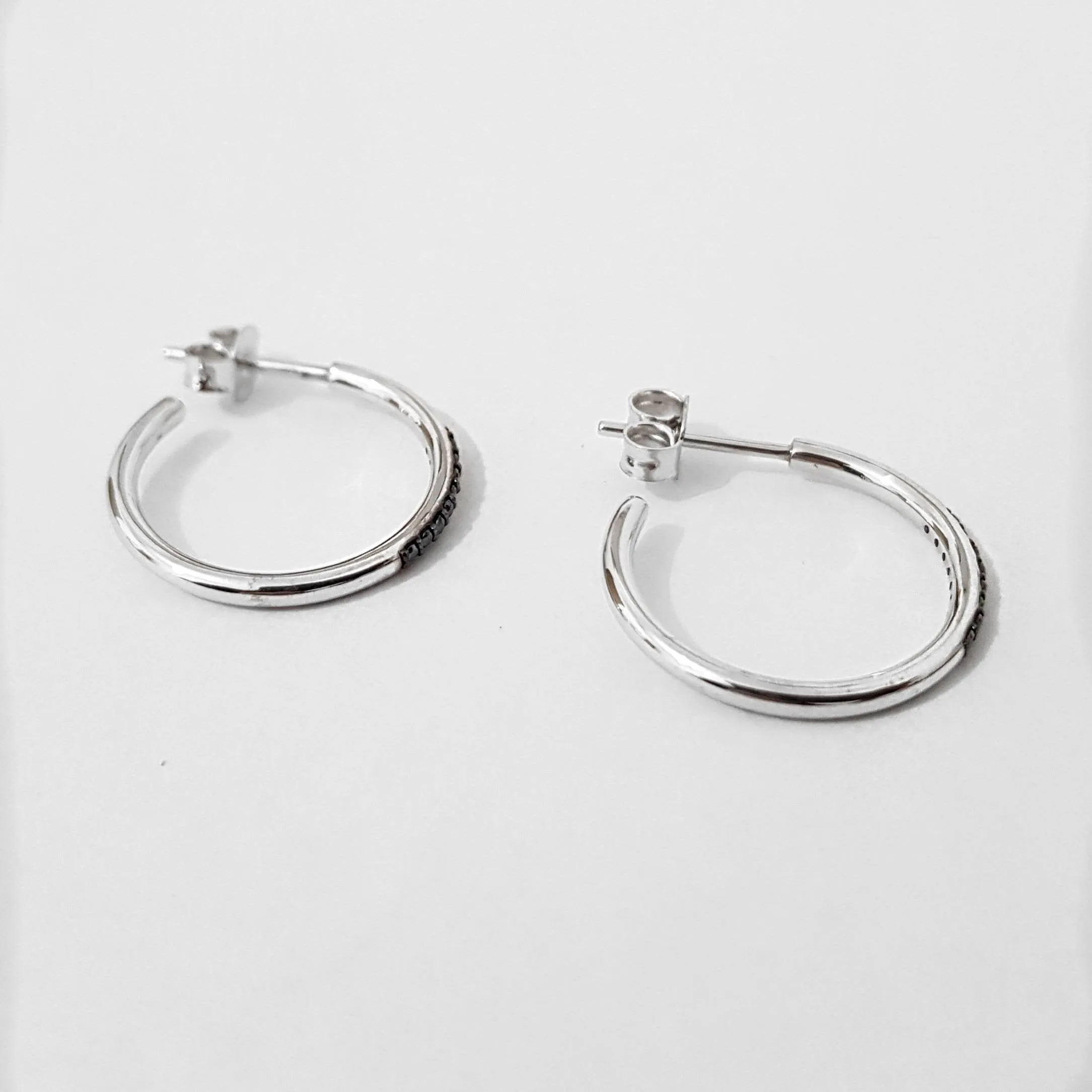 Black Diamond Gold Hoop Earrings