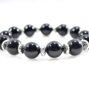 Black Oynx Genuine Agate Stone Stretch Bracelets