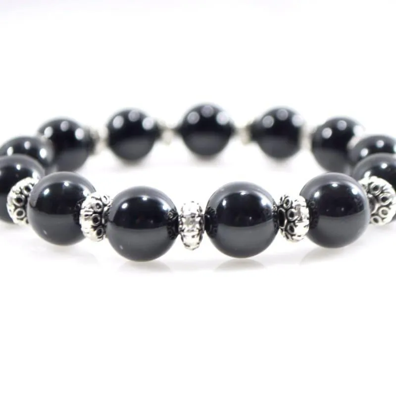 Black Oynx Genuine Agate Stone Stretch Bracelets